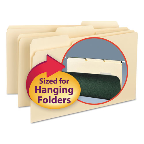 Interior File Folders, 1/3-Cut Tabs: Assorted, Legal Size, 0.75" Expansion, Manila, 100/Box-(SMD15230)