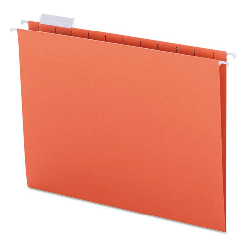 Colored Hanging File Folders with 1/5 Cut Tabs, Letter Size, 1/5-Cut Tabs, Orange, 25/Box-(SMD64065)