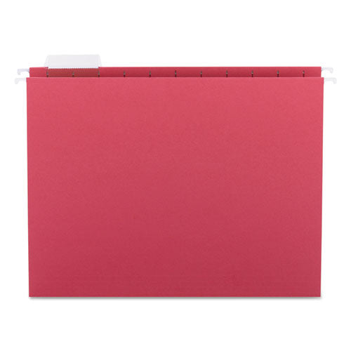 Colored Hanging File Folders with 1/5 Cut Tabs, Letter Size, 1/5-Cut Tabs, Red, 25/Box-(SMD64067)