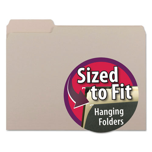 Interior File Folders, 1/3-Cut Tabs: Assorted, Letter Size, 0.75" Expansion, Gray, 100/Box-(SMD10251)