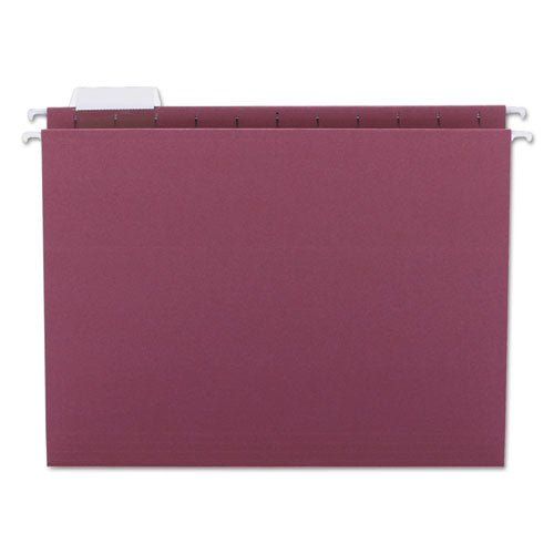 Colored Hanging File Folders with 1/5 Cut Tabs, Letter Size, 1/5-Cut Tabs, Maroon, 25/Box-(SMD64073)