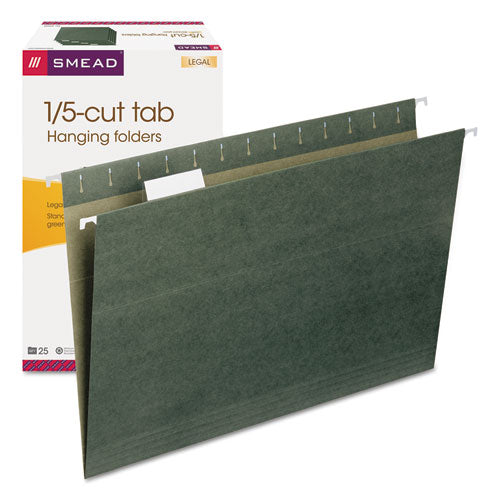 Hanging Folders, Legal Size, 1/5-Cut Tabs, Standard Green, 25/Box-(SMD64155)