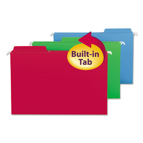 FasTab Hanging Folders, Legal Size, 1/3-Cut Tabs, Assorted Colors, 18/Box-(SMD64153)