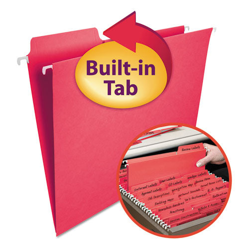 FasTab Hanging Folders, Letter Size, 1/3-Cut Tabs, Red, 20/Box-(SMD64096)