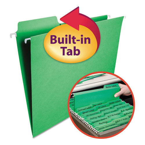 FasTab Hanging Folders, Letter Size, 1/3-Cut Tabs, Green, 20/Box-(SMD64098)