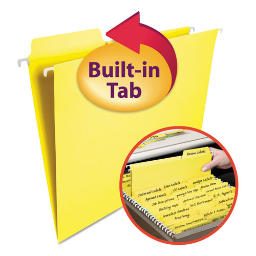 FasTab Hanging Folders, Letter Size, 1/3-Cut Tabs, Yellow, 20/Box-(SMD64097)