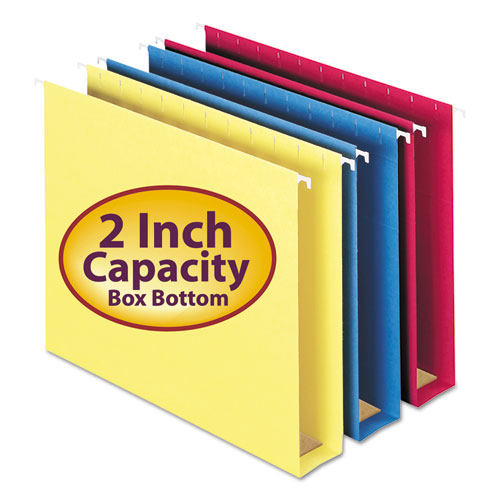 Box Bottom Hanging File Folders, 2" Capacity, Letter Size, 1/5-Cut Tabs, Assorted Colors, 25/Box-(SMD64264)