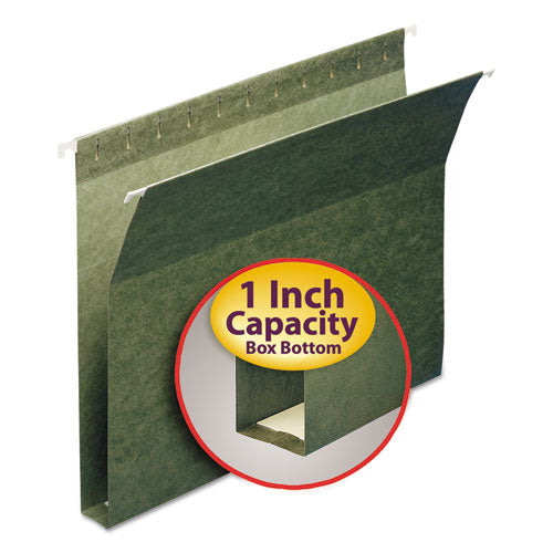 Box Bottom Hanging File Folders, 1" Capacity, Letter Size, Standard Green, 25/Box-(SMD64239)