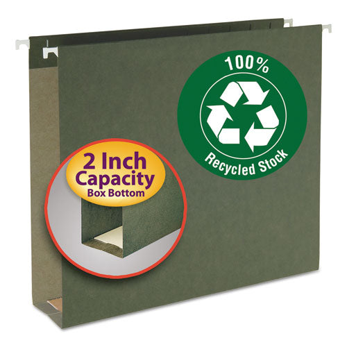 Box Bottom Hanging File Folders, 2" Capacity, Letter Size, Standard Green, 25/Box-(SMD65090)