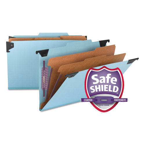 FasTab Hanging Pressboard Classification Folders, 2 Dividers, Legal Size, Blue-(SMD65165)