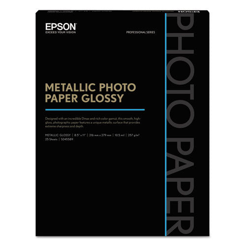 Professional Media Metallic Gloss Photo Paper, 10.5 mil, 8.5 x 11, White, 25/Pack-(EPSS045589)