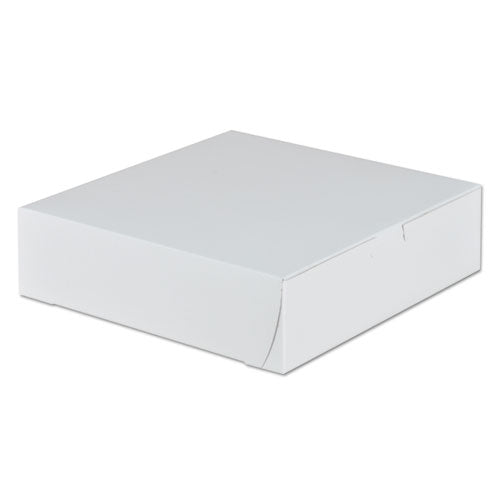 White One-Piece Non-Window Bakery Boxes, 9 x 9 x 2.5, White, Paper, 250/Carton-(SCH0953)