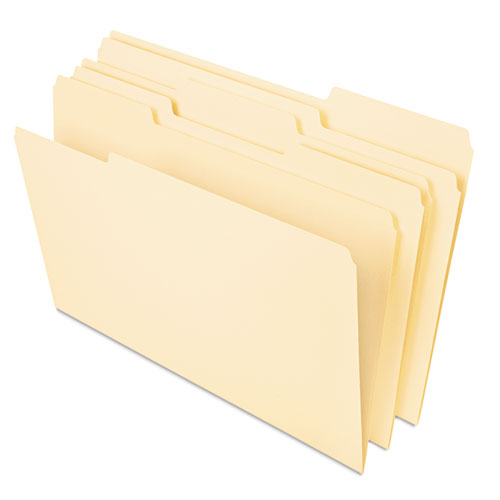 Deluxe Heavyweight File Folders, 1/3-Cut Tabs: Assorted, Letter Size, 0.75" Expansion, Manila, 50/Pack-(UNV16413)