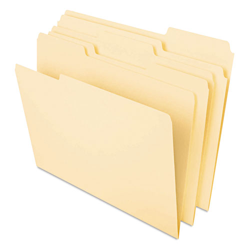 Deluxe Heavyweight File Folders, 1/3-Cut Tabs: Assorted, Legal Size, 0.75" Expansion, Manila, 50/Pack-(UNV16420)