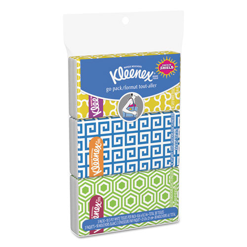 On The Go Packs Facial Tissues, 3-Ply, White, 10 Sheets/Pouch, 3 Pouches/Pack, 36 Packs/Carton-(KCC11976)