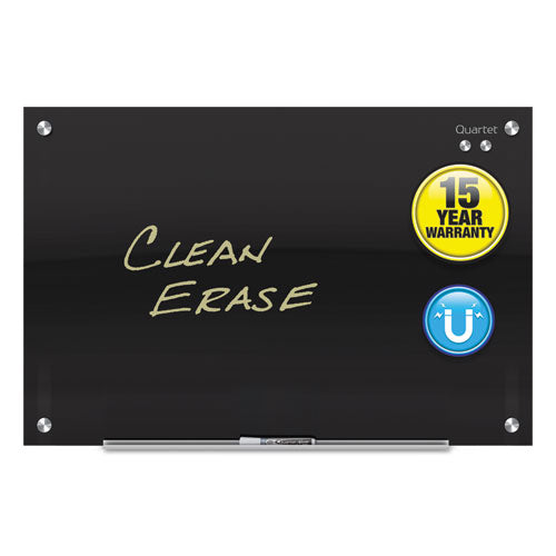 Infinity Glass Marker Board, 36 x 24, Black Surface-(QRTG3624B)