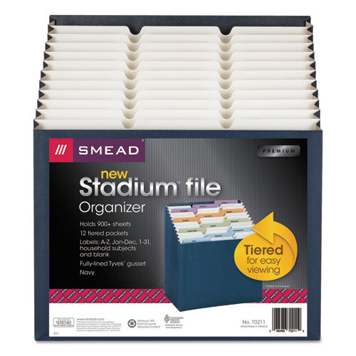 Stadium File, 12 Sections, 1/12-Cut Tabs, Letter Size, Navy-(SMD70211)