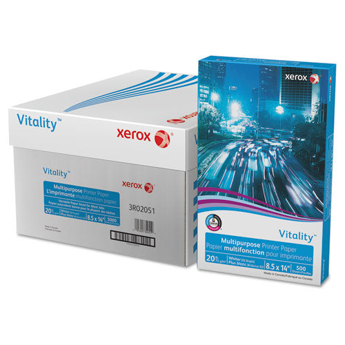 Vitality Multipurpose Print Paper, 92 Bright, 20 lb Bond Weight, 8.5 x 14, White, 500 Sheets/Ream, 10 Reams/Carton-(XER3R02051CT)