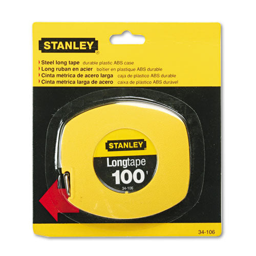 Long Tape Measure, 1/8" Graduations, 100 ft, Yellow-(BOS34106)