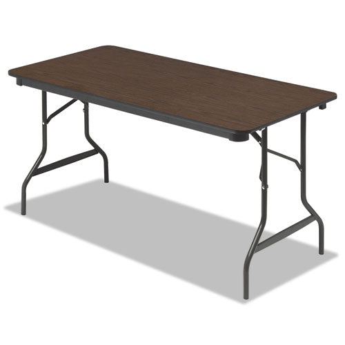 OfficeWorks Classic Wood-Laminate Folding Table, Curved Legs, Rectangular, 60w x 30d x 29h, Walnut-(ICE55314)