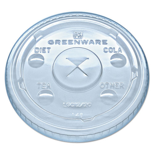 Greenware Cold Drink Lids, Fits 9 oz Old Fashioned Cups, 12 oz Squat Cups, 20 oz Cups Clear, 1,000/Carton-(FABLGC1220)