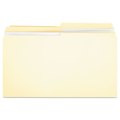 Double-Ply Top Tab Manila File Folders, 1/2-Cut Tabs: Assorted, Legal Size, 0.75" Expansion, Manila, 100/Box-(UNV16122)