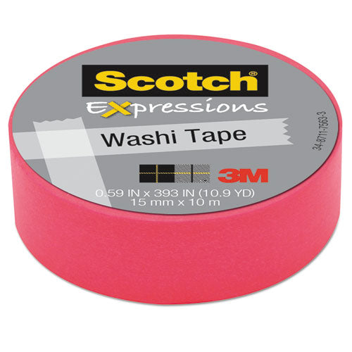 Expressions Washi Tape, 1.25" Core, 0.59" x 32.75 ft, Neon Pink-(MMMC314PNK)