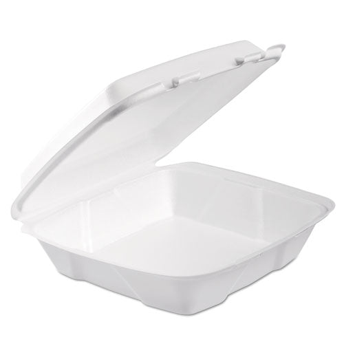 Foam Hinged Lid Container, Performer Perforated Lid, 9 x 9.4 x 3, White, 100/Bag, 2 Bag/Carton-(DCC90HTPF1R)