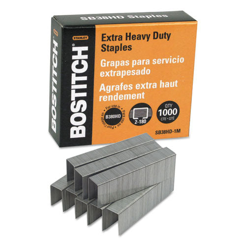 Heavy-Duty Premium Staples, 0.88" Leg, 0.5" Crown, Steel, 1,000/Box-(BOSSB38HD1M)