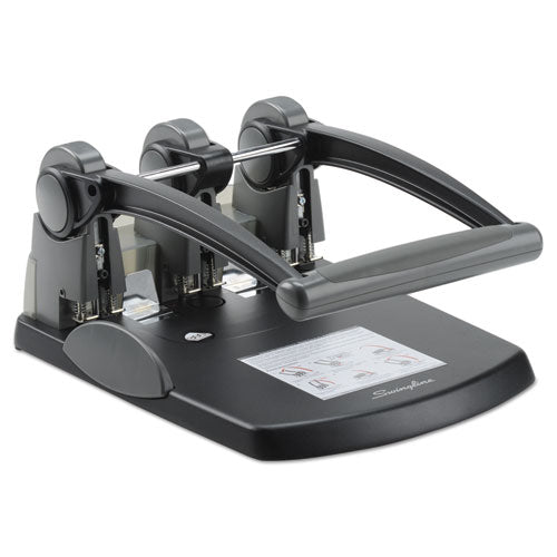 300-Sheet Extra High-Capacity Three-Hole Punch, 9/32" Holes, Black/Gray-(SWI74194)