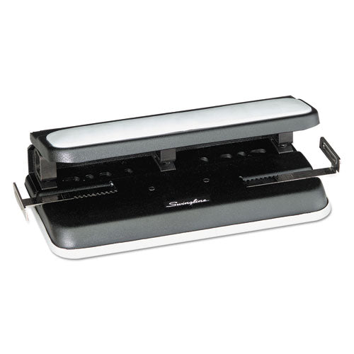 32-Sheet Easy Touch Two- to Three-Hole Punch with Cintamatic Centering, 9/32" Holes, Black/Gray-(SWI74300)