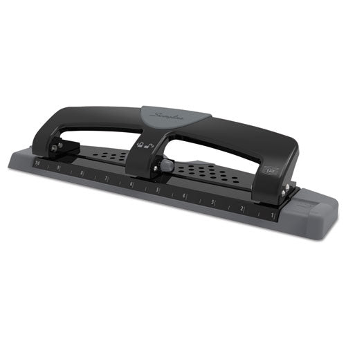 12-Sheet SmartTouch Three-Hole Punch, 9/32" Holes, Black/Gray-(SWI74134)