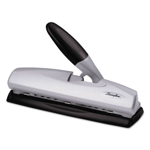 20-Sheet LightTouch Desktop Two- to Seven-Hole Punch, 9/32" Holes, Silver/Black-(SWI74030)