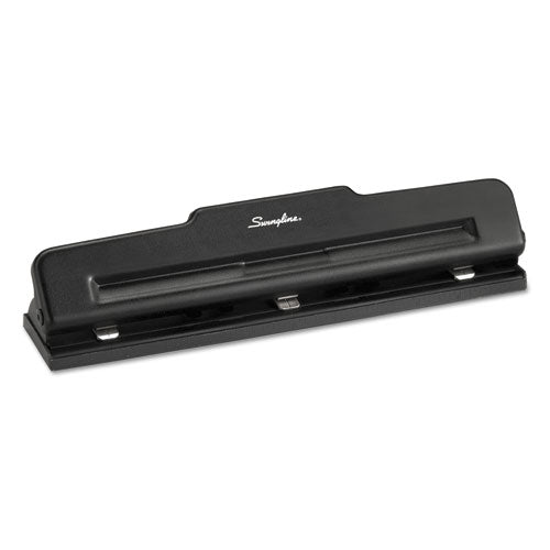 10-Sheet Desktop Light-Duty Two- to Three-Hole Adjustable Punch, 9/32" Holes, Black-(SWI74015)