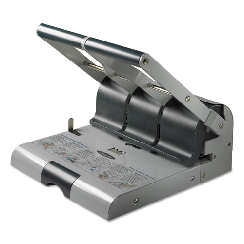 160-Sheet Antimicrobial Protected High-Capacity Adjustable Punch, Two- to Three-Hole, 9/32" Holes, Putty/Gray-(SWI74650)