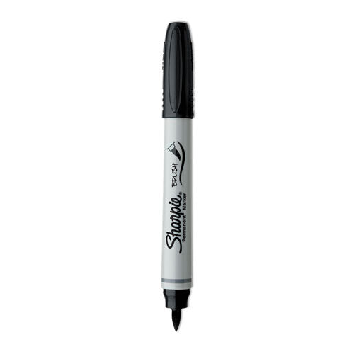 Brush Tip Permanent Marker, Medium Brush Tip, Black, Dozen-(SAN1810705)