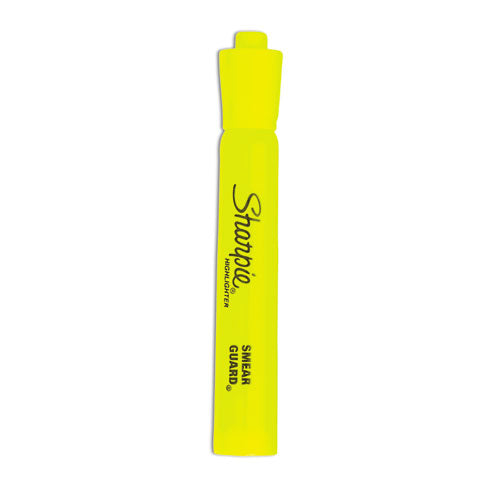 Tank Style Highlighters, Fluorescent Yellow Ink, Chisel Tip, Yellow Barrel, Dozen-(SAN25025)