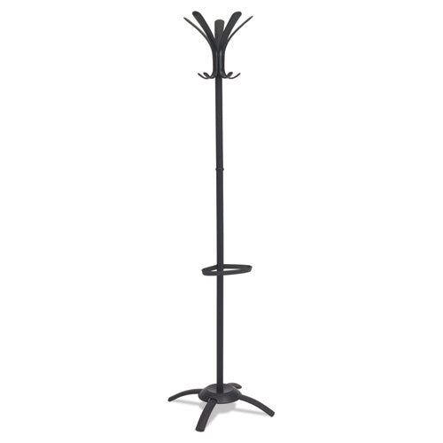 CLEO Coat Stand, Stand Alone Rack, Ten Knobs, Steel/Plastic, 19.75w x 19.75d x 68.9h, Black-(ABAPMCLEON)