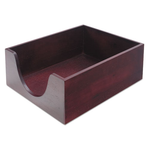 Double-Deep Hardwood Stackable Desk Trays, 1 Section, Legal Size Files, 10.13" x 12.63" x 5", Mahogany-(CVR08223)