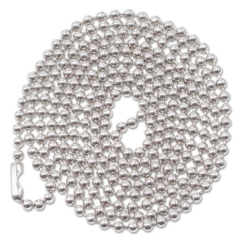 ID Badge Holder Chain, Metal Ball Chain Fastener, 36" Long, Nickel Plated, 100/Box-(AVT75417)