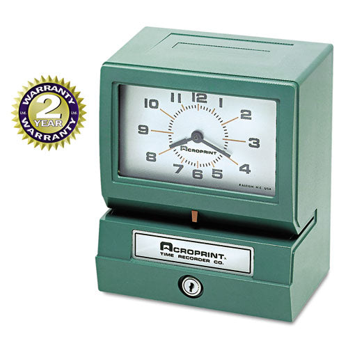 Model 150 Heavy-Duty Time Recorder, Automatic Operation, Month/Date/1-12 Hours/Minutes, Green-(ACP012070411)