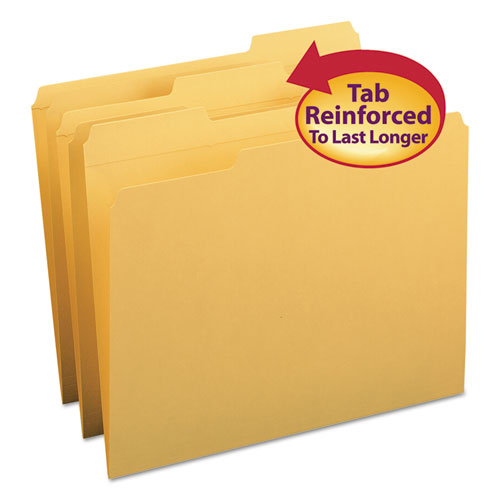 Reinforced Top Tab Colored File Folders, 1/3-Cut Tabs: Assorted, Letter Size, 0.75" Expansion, Goldenrod, 100/Box-(SMD12234)