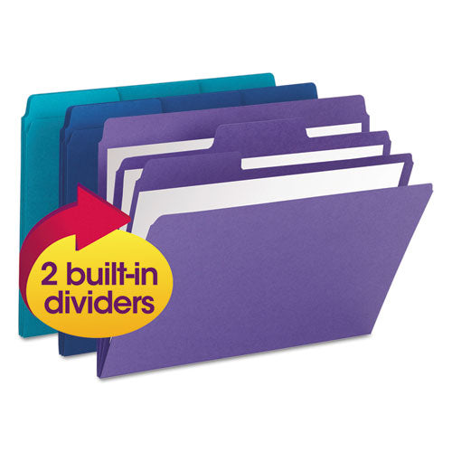 SuperTab Organizer Folder, 1/3-Cut Tabs: Assorted, Letter Size, 0.75" Expansion, Assorted Colors, 3/Pack-(SMD11989)