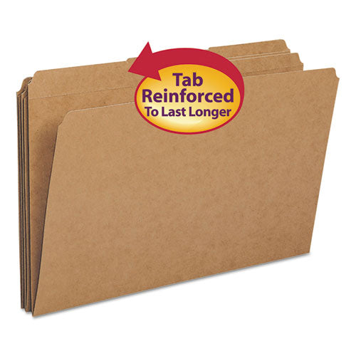 Heavyweight Kraft File Folder, 1/3-Cut Tabs: Assorted, Legal Size, 0.75" Expansion, 11-pt Kraft, Brown, 100/Box-(SMD15734)