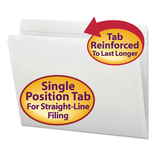 Reinforced Top Tab Colored File Folders, Straight Tabs, Letter Size, 0.75" Expansion, White, 100/Box-(SMD12810)