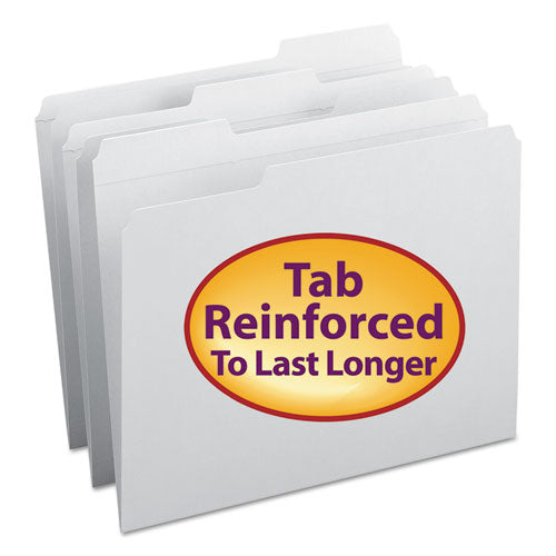 Reinforced Top Tab Colored File Folders, 1/3-Cut Tabs: Assorted, Letter Size, 0.75" Expansion, White, 100/Box-(SMD12834)