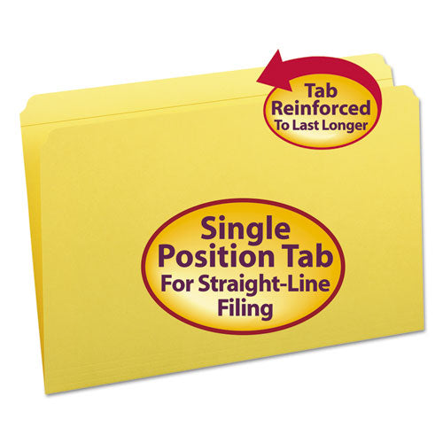 Reinforced Top Tab Colored File Folders, Straight Tabs, Legal Size, 0.75" Expansion, Yellow, 100/Box-(SMD17910)