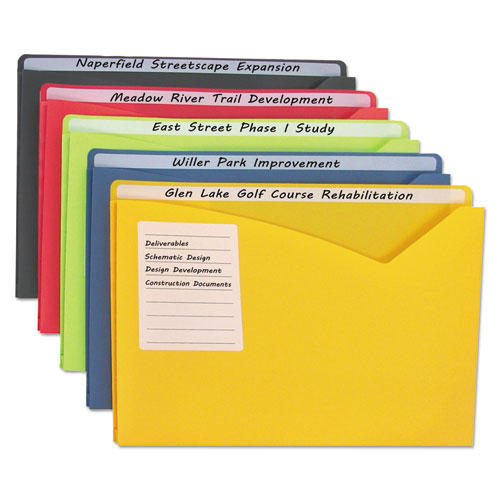 Write-On Poly File Jackets, Straight Tab, Letter Size, Assorted Colors, 25/Box-(CLI63060)