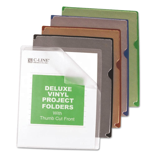 Deluxe Vinyl Project Folders, Letter Size, Assorted Colors, 35/Box-(CLI62150)