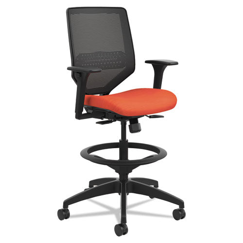 Solve Series Mesh Back Task Stool, Supports Up to 300 lb, 23" to 33" Seat Height, Bittersweet Seat/Back, Black Base-(HONSVSM1ALC46T)